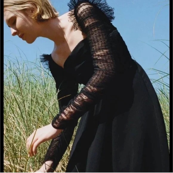 SELF-PORTRAIT Crepe Dot Mesh Midi Dress size 8 - Picture 3 of 14